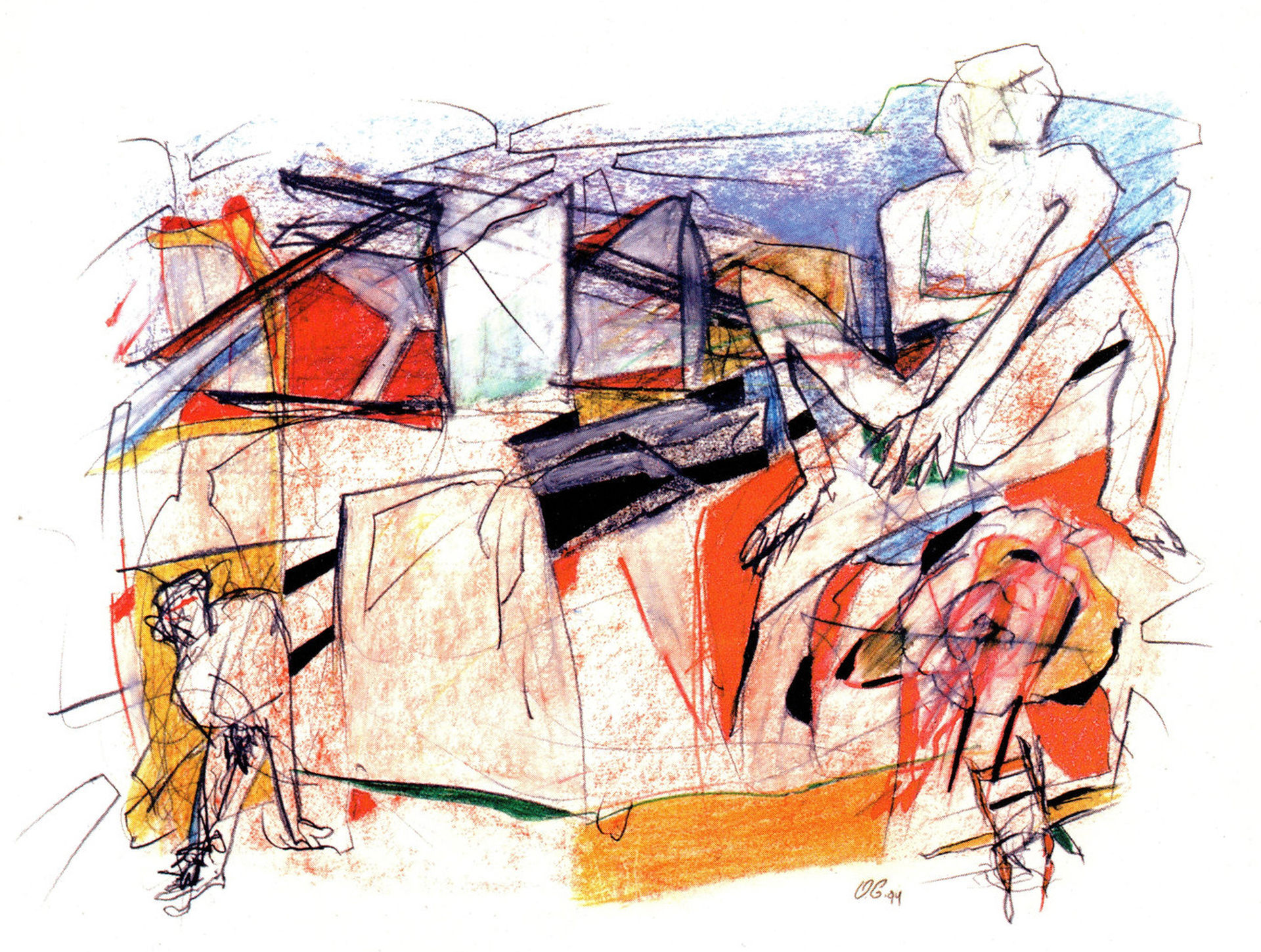 OG-DIB-1994 Omar-Gatica, Sin Título, Lápiz y pastel sobre papel, 45 x 55 cm ,1994 OG-DIB-1994 Omar-Gatica, Sin Título, Lápiz y pastel sobre papel, 45 x 55 cm ,1994