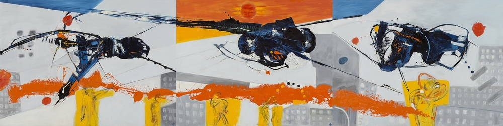 Ensayo de Posición Sideral 130 x 520 cm. Óleo - Omar Gatica 2014