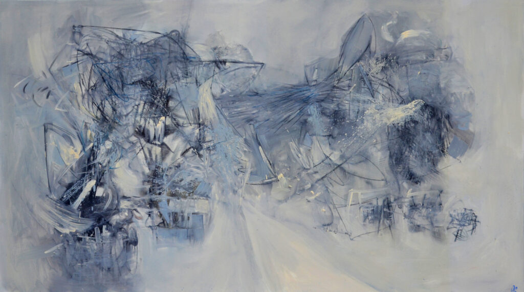 Liturgia de la luz antigua, óleo sobre tela, 130 cm. x 230 cm. Omar Gatica Rivera - 2017