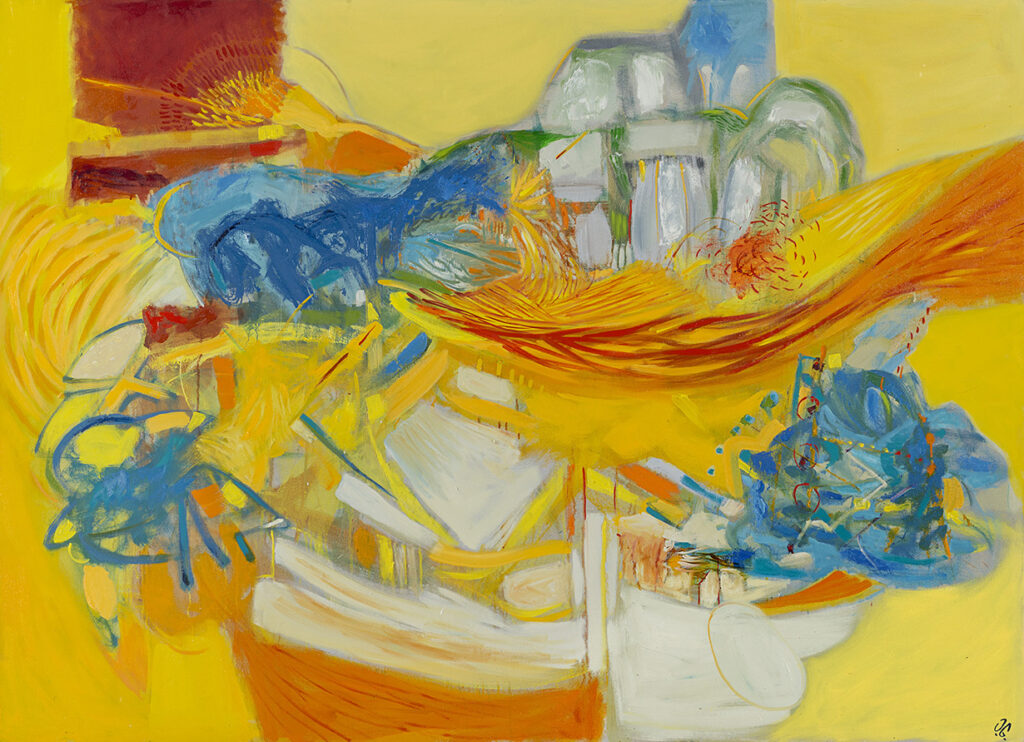 Omar Gatica, Sinuosos Destellos Alrededor del Templo Interior, óleo sobre tela, 130 x 180 cm. 2014
