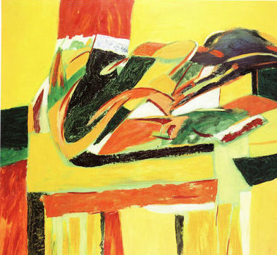 OG-OBRA-PINT-1990 - Omar Gatica - La Mesa y la Paleta - The Table and the Palette, 1990. Acrílico sobre tela, 160 x 175 cm.