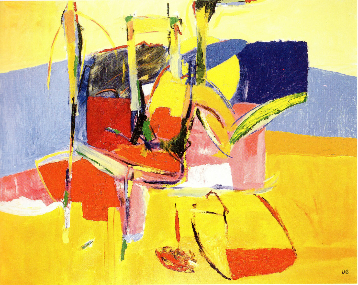 OG-OBRA-PINT-1990 - Omar Gatica - La Silla y su Entorno - The Chair and its Surrounding, 1990. Acrílico sobre tela, 130 x 160 cm.