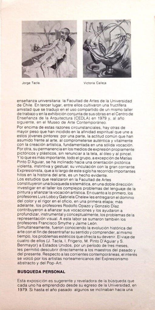 OG-EC-CAT-1981-BHC_Archivo de Omar Gatica: Catálogo Exposición Colectiva: Promoción 80 (Sala BHC, 1981) página 2