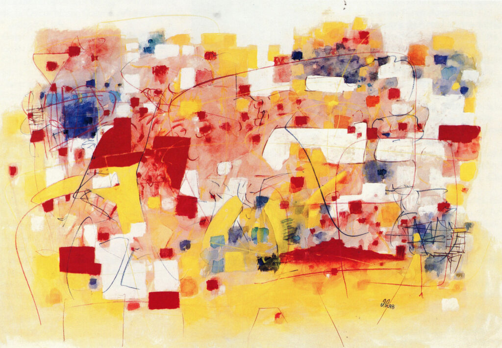 OG-OBRA-DIB-1998 Omar Gatica - Día de Fiesta, 1998. Témpera sobre papel, 75 x 110 cm.