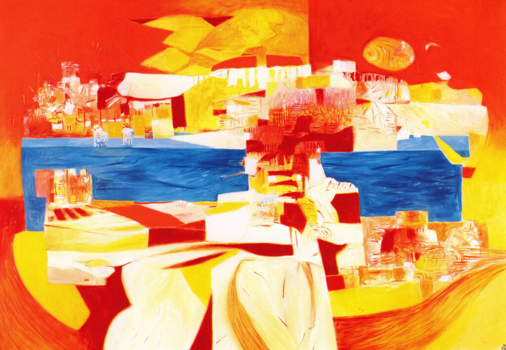 OG-OBRA-PINT-1998 - Omar Gatica - Navegando Después de Comer, 1998. Óleo sobre tela, 150 x 218 cm.