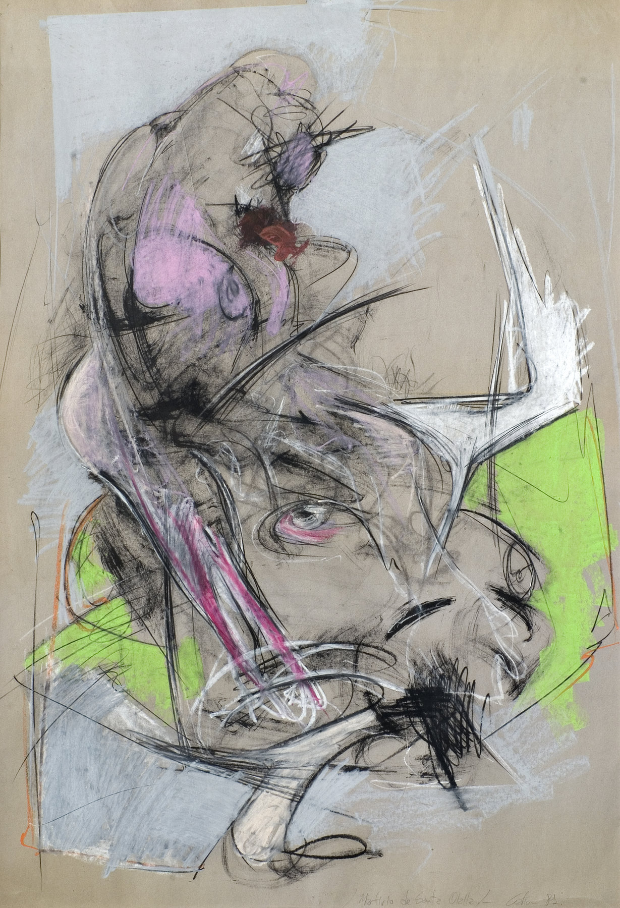 OG-DIB-1980 Martirio de Santa Olalla, Omar Gatica, 108 x 74 cms, carbón y pastel graso sobre papel, 1980